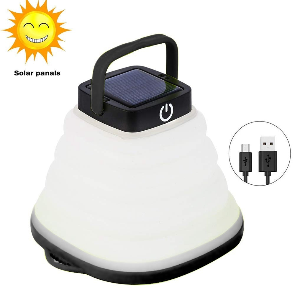Collapsible Camping Light IP68 Waterproof Solar Foldable Lantern Solar Tent Lighting USB Rechargeable Outdoor Night Tools