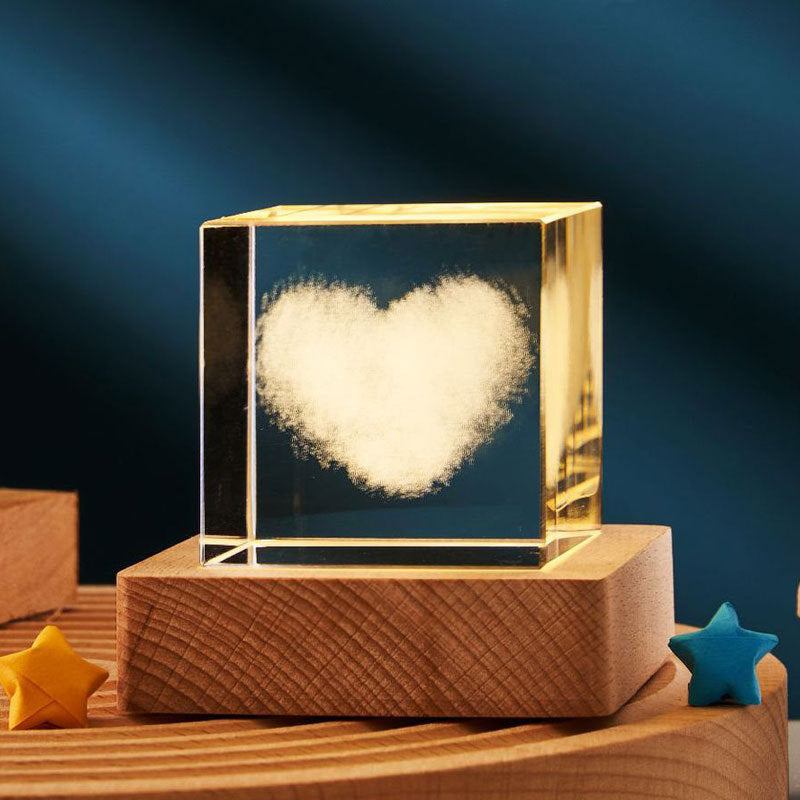 3D Transparent Crystal Cube Desktop Decoration Small Night Lamp Bedroom Home Decor For Kids Party Children Birthday Gifts