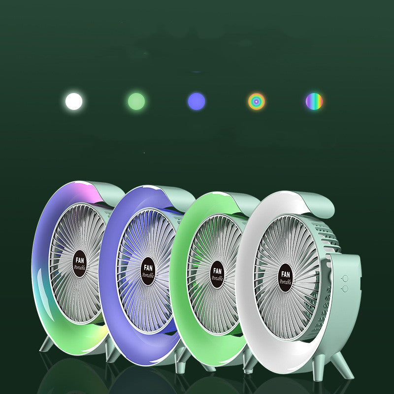 New Bright Night Light Charging Fan Desktop Silent Mini Electric Fan Portable Fan