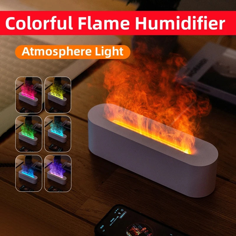 Flame Aroma Diffuser Air Humidifier Ultrasonic Cool Mist Maker Realistic Fire Fogger Led Essential Oil Lamp Realistic Fire Difusor