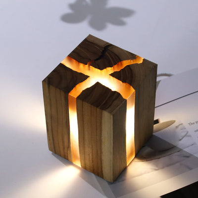 Creative Table Lamp Adjustable Bedside No Glare Decorative Wood Brown Color Led Desk Lamp With USB Charging Night Light