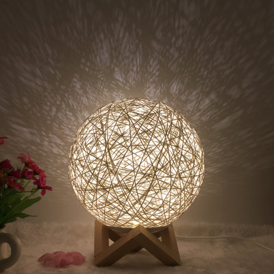 Creative Linen Table Lamp Novel and Unique LED Intelligent USB7 Color RGB16 Color Remote Control Rattan Ball Lamp