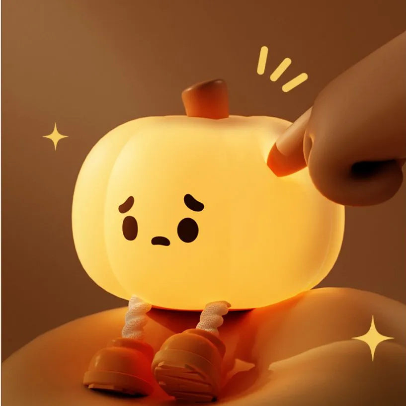 Pumpkin Night Light Cute Soft Silicone Lamp Touch  Dimmable Rechargeable Bedside Decor Light