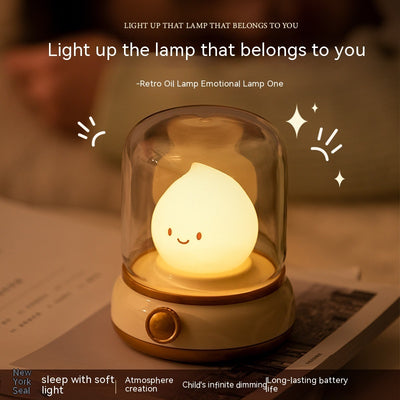 Retro Small Night Lamp Bedroom Mini Desktop LED Cute Night Lamp Creative USB Rechargeable Portable Cartoon Table Lamp For Coffee Bar Hotel Bedroom