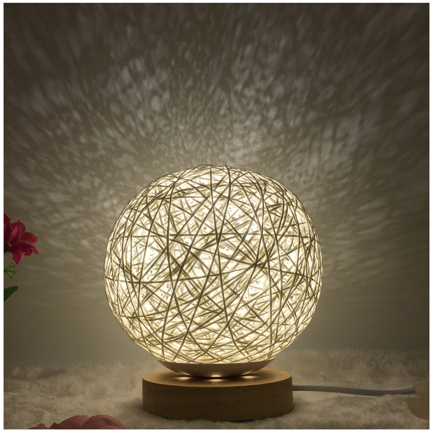 Creative Linen Table Lamp Novel and Unique LED Intelligent USB7 Color RGB16 Color Remote Control Rattan Ball Lamp