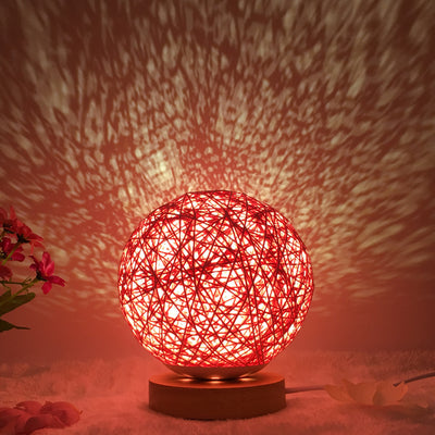 Creative Linen Table Lamp Novel and Unique LED Intelligent USB7 Color RGB16 Color Remote Control Rattan Ball Lamp