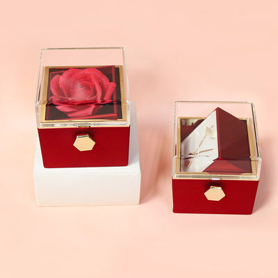 Flower Rose Gift Box Creative Rotating Rose Jewelry Packaging Box Valentine's Day Gift For Women