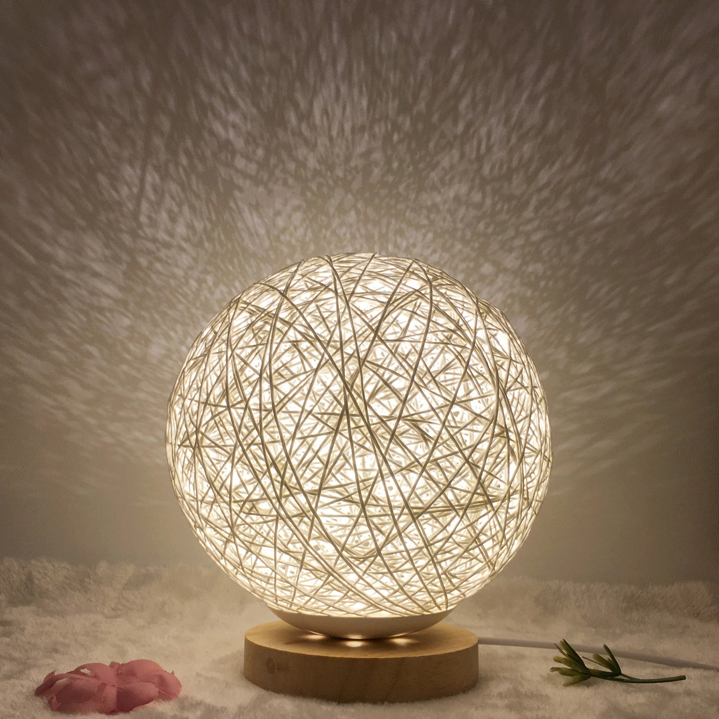 Creative Linen Table Lamp Novel and Unique LED Intelligent USB7 Color RGB16 Color Remote Control Rattan Ball Lamp