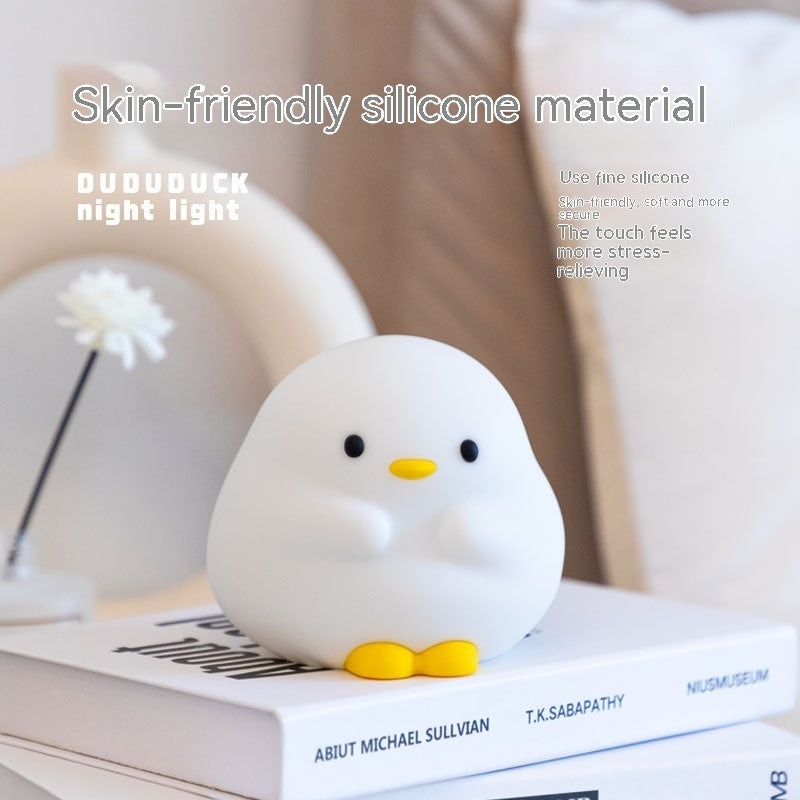 Cute Duck LED Night Lamp Cartoon Silicone USB Rechargeable Sleeping Light Touch Sensor Timing Bedroom Bedside Lamp