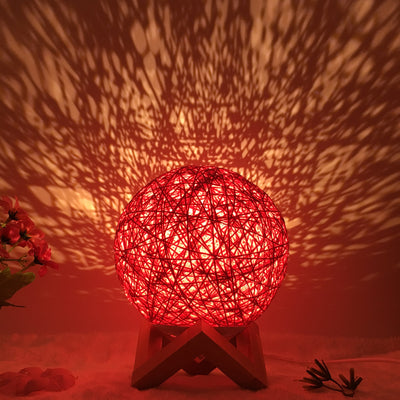 Creative Linen Table Lamp Novel and Unique LED Intelligent USB7 Color RGB16 Color Remote Control Rattan Ball Lamp