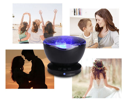 Ocean Wave Projector - LED Night Light Remote Control TF Cards Music Player Speaker Aurora Projection