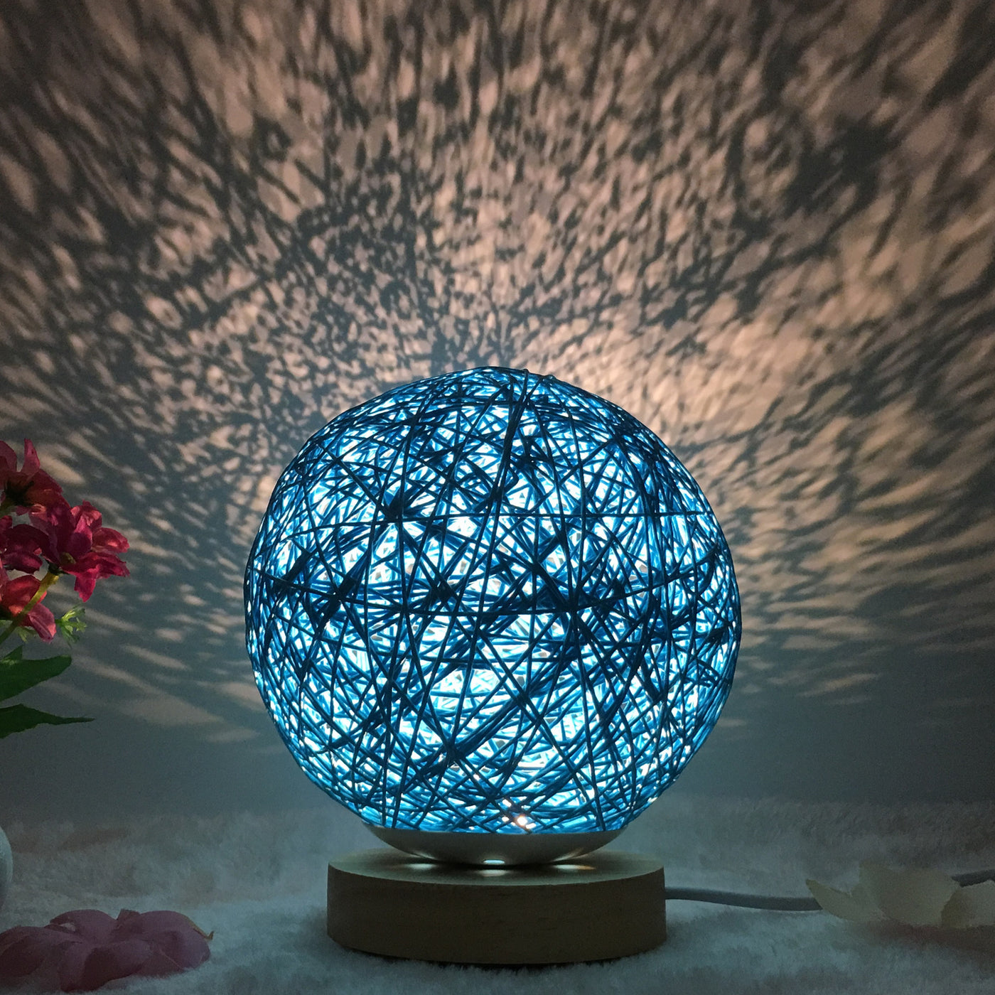 Creative Linen Table Lamp Novel and Unique LED Intelligent USB7 Color RGB16 Color Remote Control Rattan Ball Lamp