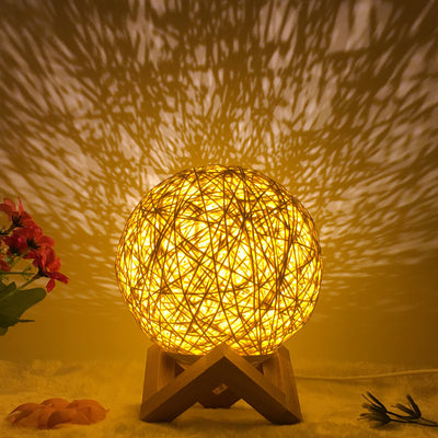 Creative Linen Table Lamp Novel and Unique LED Intelligent USB7 Color RGB16 Color Remote Control Rattan Ball Lamp