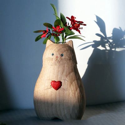 Creative Heart Cat Vase Handmade