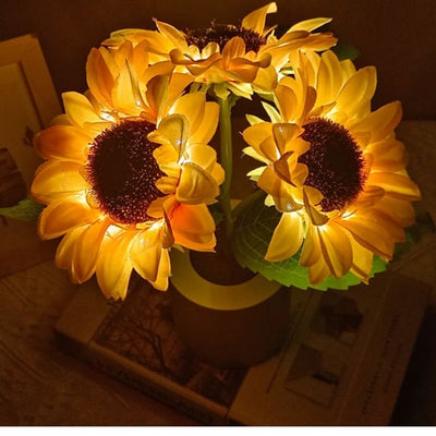 Rechargeable Sunflower Led Simulation Night Light Table Lamp Simulation Flowers Decorative Desk Lamp