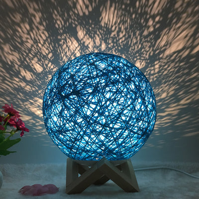 Creative Linen Table Lamp Novel and Unique LED Intelligent USB7 Color RGB16 Color Remote Control Rattan Ball Lamp