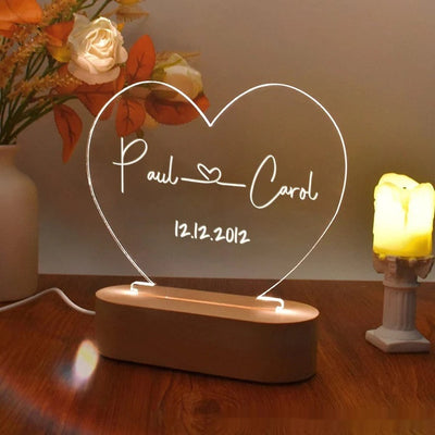 Custom night light As Valentines Day Anniversary Romantic For Bedroom Night Lamp Couple For Him Names And Date Engagement Gift