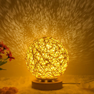 Creative Linen Table Lamp Novel and Unique LED Intelligent USB7 Color RGB16 Color Remote Control Rattan Ball Lamp