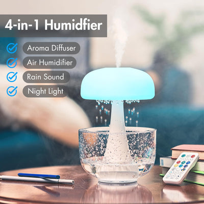 Jellyfish Raindrop Humidifier Ultrasonic Atomization Seven-color Ambience Light Cloud Rain Aroma Diffuser Home Decor