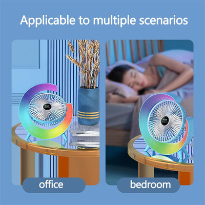 New Bright Night Light Charging Fan Desktop Silent Mini Electric Fan Portable Fan