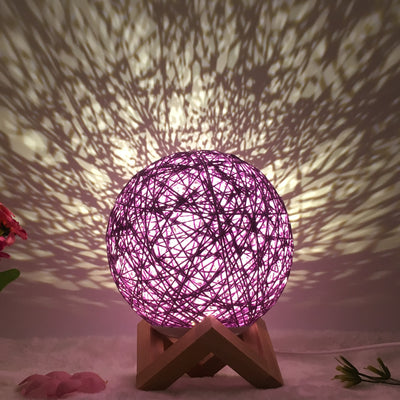 Creative Linen Table Lamp Novel and Unique LED Intelligent USB7 Color RGB16 Color Remote Control Rattan Ball Lamp