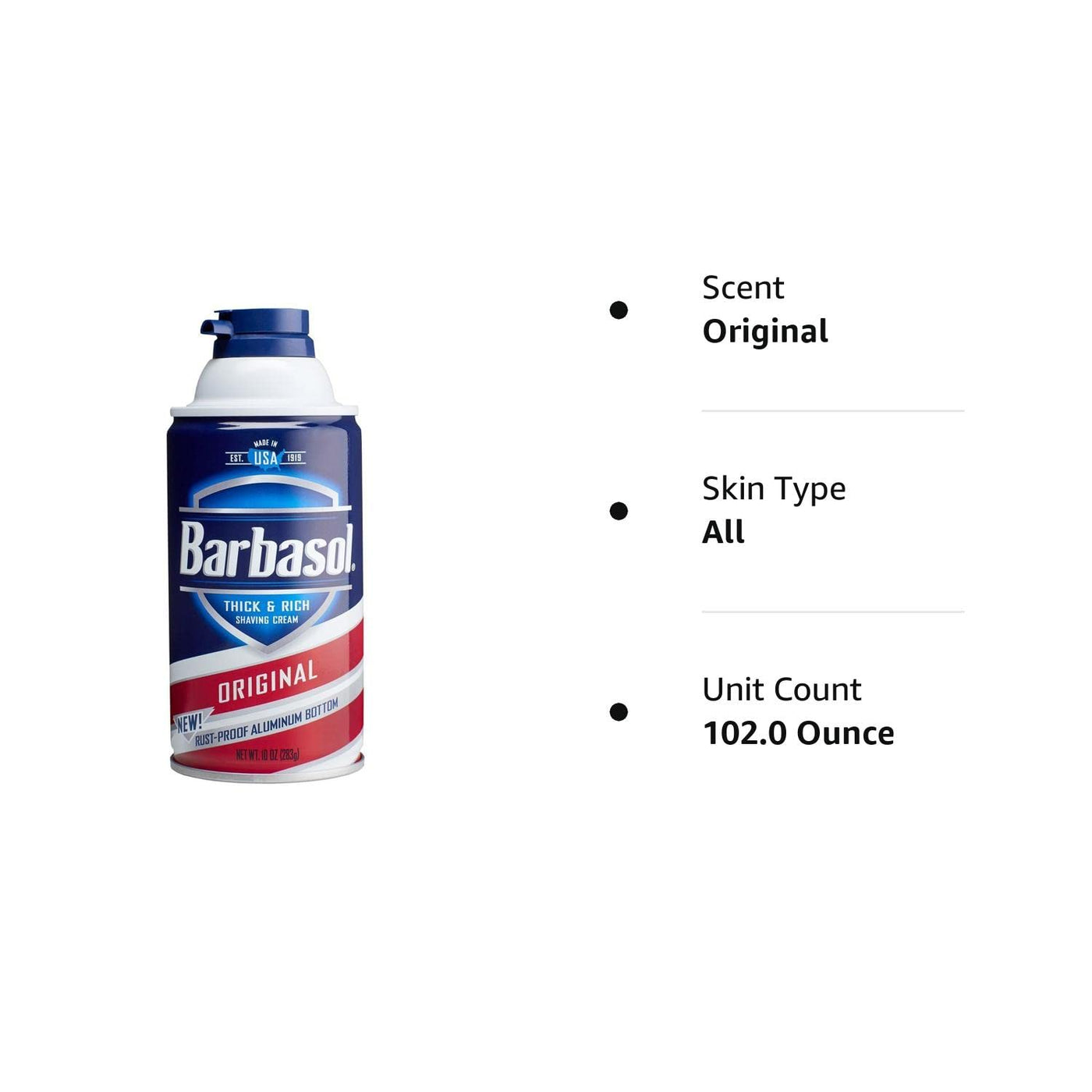 Barbasol Thick and Rich Shaving Cream, Original 10 oz (Pack of 2)