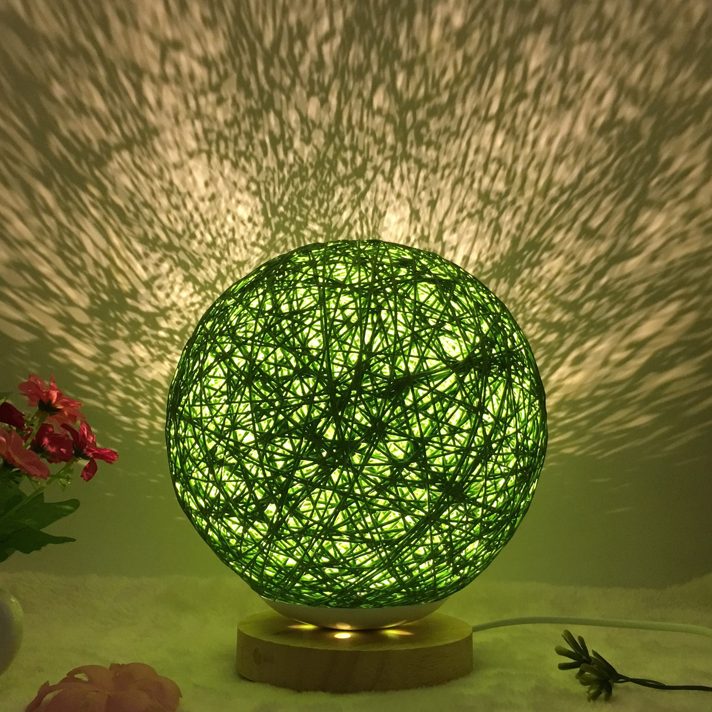 Creative Linen Table Lamp Novel and Unique LED Intelligent USB7 Color RGB16 Color Remote Control Rattan Ball Lamp