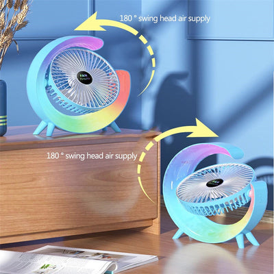 New Bright Night Light Charging Fan Desktop Silent Mini Electric Fan Portable Fan