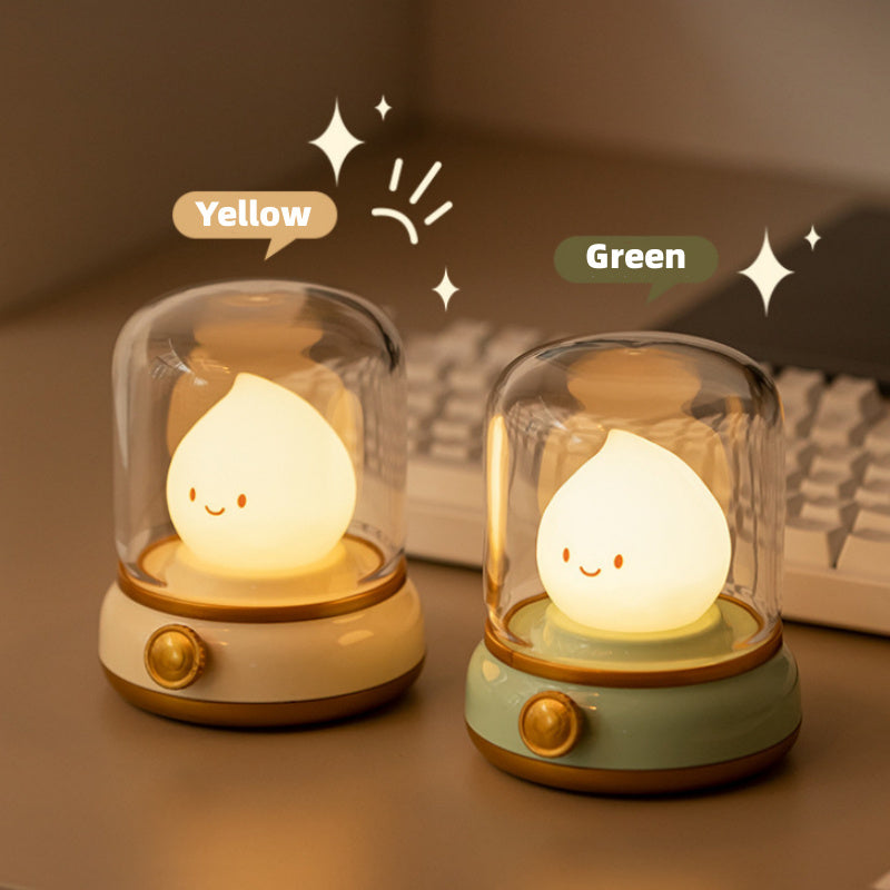 Retro Small Night Lamp Bedroom Mini Desktop LED Cute Night Lamp Creative USB Rechargeable Portable Cartoon Table Lamp For Coffee Bar Hotel Bedroom