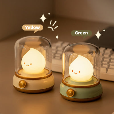 Retro Small Night Lamp Bedroom Mini Desktop LED Cute Night Lamp Creative USB Rechargeable Portable Cartoon Table Lamp For Coffee Bar Hotel Bedroom