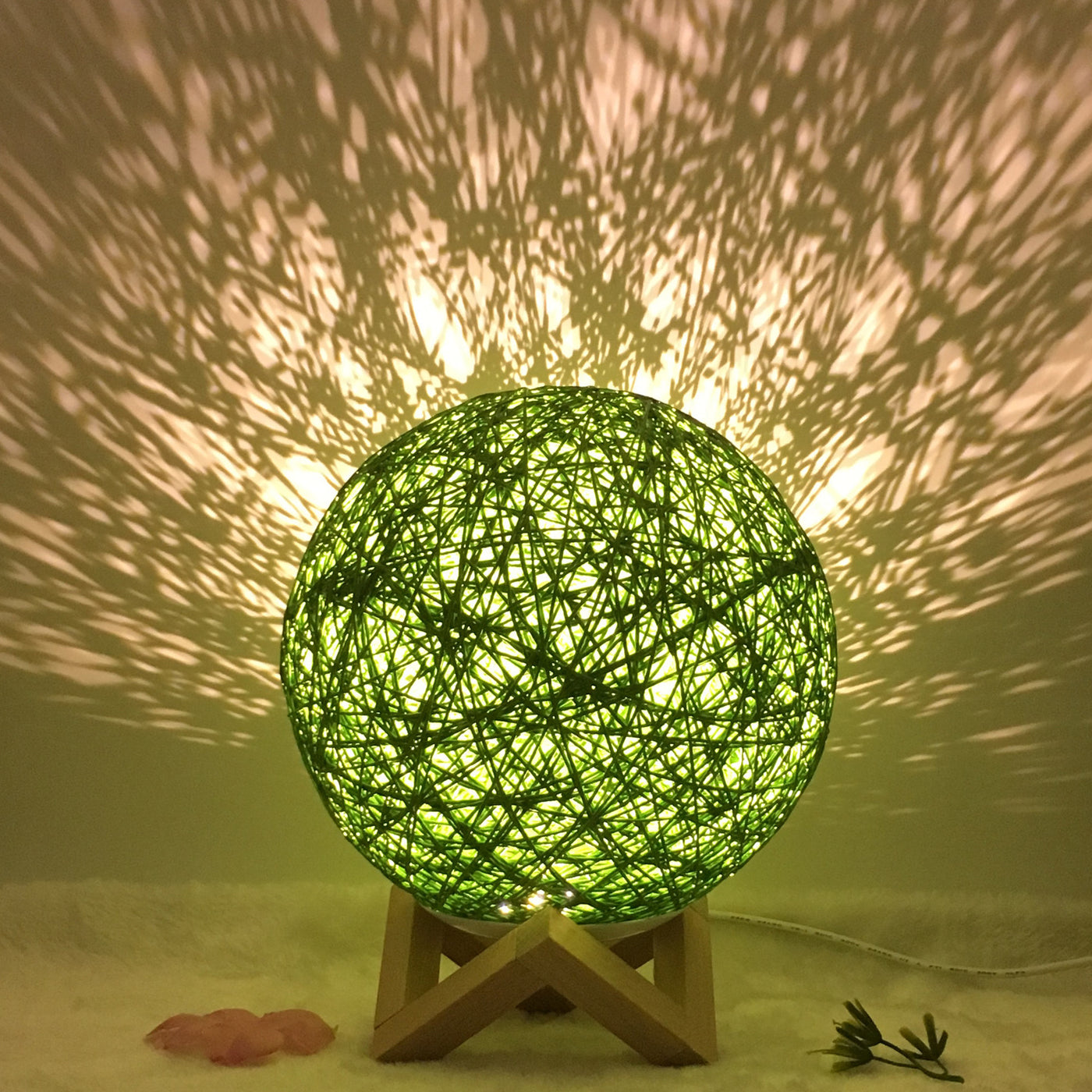 Creative Linen Table Lamp Novel and Unique LED Intelligent USB7 Color RGB16 Color Remote Control Rattan Ball Lamp