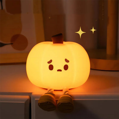 Pumpkin Night Light Cute Soft Silicone Lamp Touch  Dimmable Rechargeable Bedside Decor Light