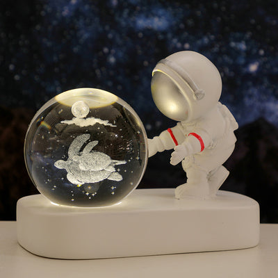 Glowing Planetary Galaxy Astronaut Crystal Ball Night Lights USB Power Warm Bedside Light Birthday Gift Night Lamp