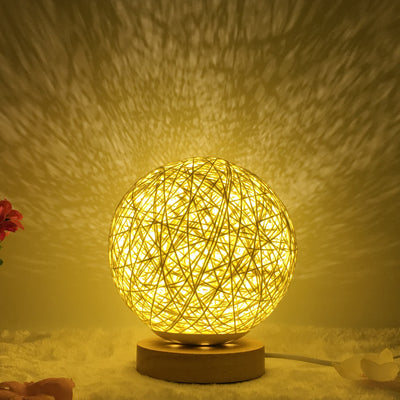 Creative Linen Table Lamp Novel and Unique LED Intelligent USB7 Color RGB16 Color Remote Control Rattan Ball Lamp