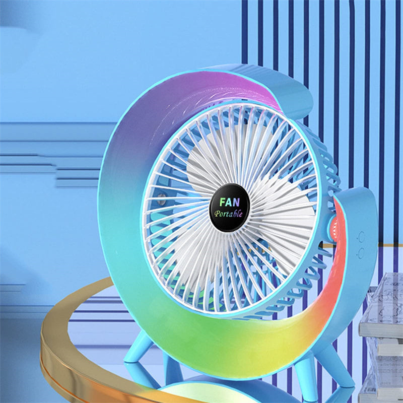 New Bright Night Light Charging Fan Desktop Silent Mini Electric Fan Portable Fan