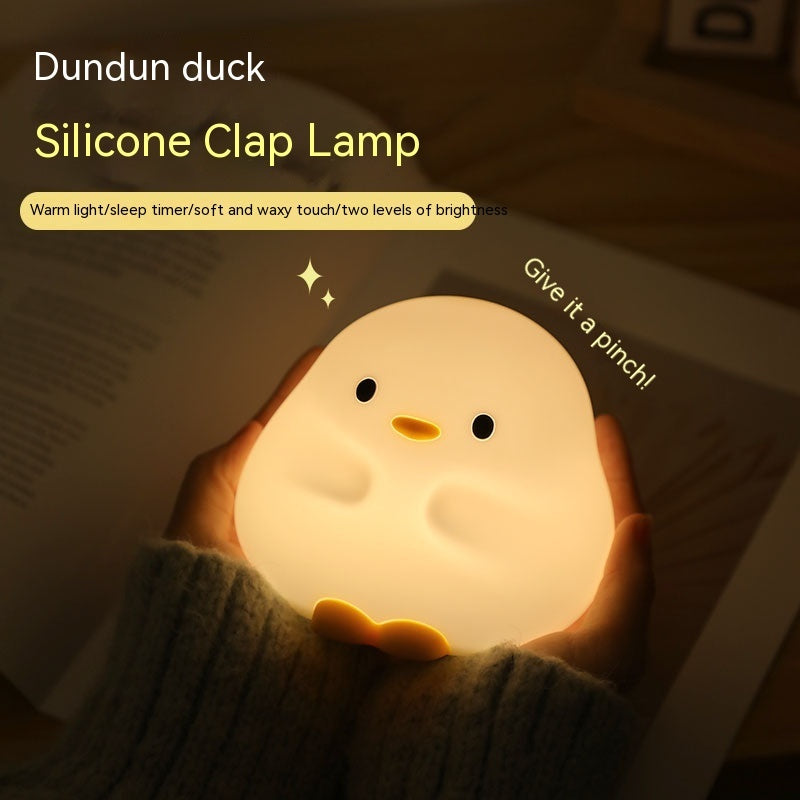 Cute Duck LED Night Lamp Cartoon Silicone USB Rechargeable Sleeping Light Touch Sensor Timing Bedroom Bedside Lamp