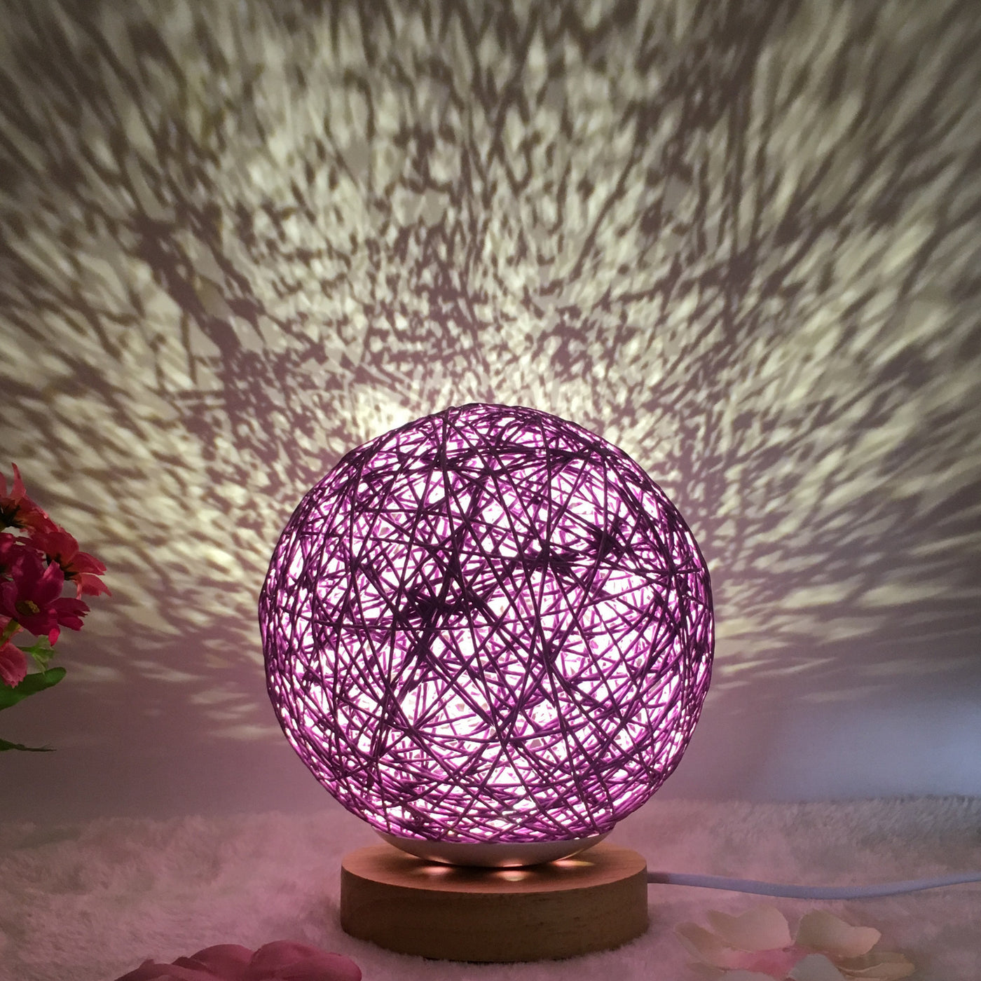 Creative Linen Table Lamp Novel and Unique LED Intelligent USB7 Color RGB16 Color Remote Control Rattan Ball Lamp