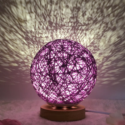 Creative Linen Table Lamp Novel and Unique LED Intelligent USB7 Color RGB16 Color Remote Control Rattan Ball Lamp