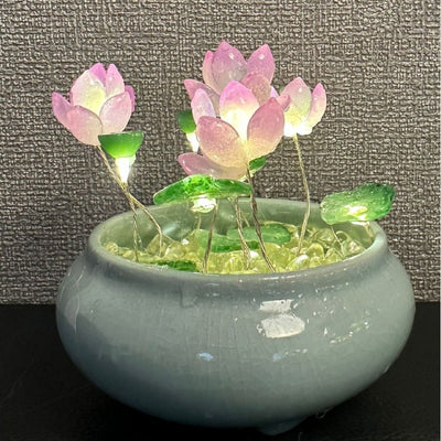 Glass Lotus Small Night Lamp  Diy Lotus Ornaments