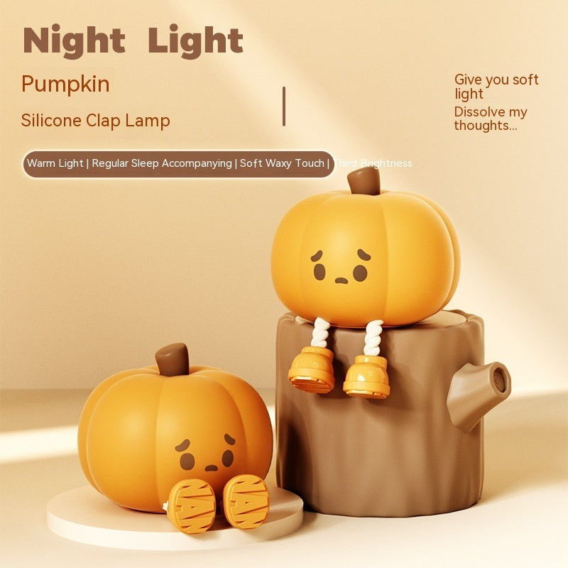 Pumpkin Night Light Cute Soft Silicone Lamp Touch  Dimmable Rechargeable Bedside Decor Light