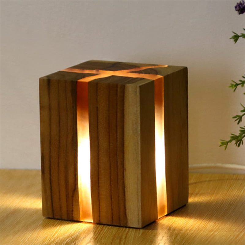 Creative Table Lamp Adjustable Bedside No Glare Decorative Wood Brown Color Led Desk Lamp With USB Charging Night Light