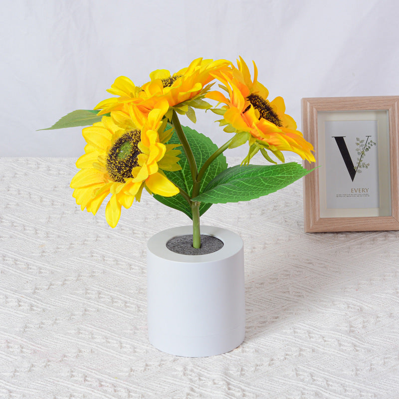 Rechargeable Sunflower Led Simulation Night Light Table Lamp Simulation Flowers Decorative Desk Lamp