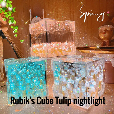 Handmade DIY Tulip Flower Small Night Light Romantic Gift For Girlfriend Mirror Lamp DIY Material Pack Atomsphere Decoration