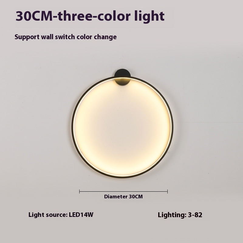 Minimalist Round Bedroom Bedside Lamp Wireless Living Room Sofa Background Wall Hotel Decorative Wall Lamp