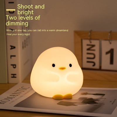 Cute Duck LED Night Lamp Cartoon Silicone USB Rechargeable Sleeping Light Touch Sensor Timing Bedroom Bedside Lamp