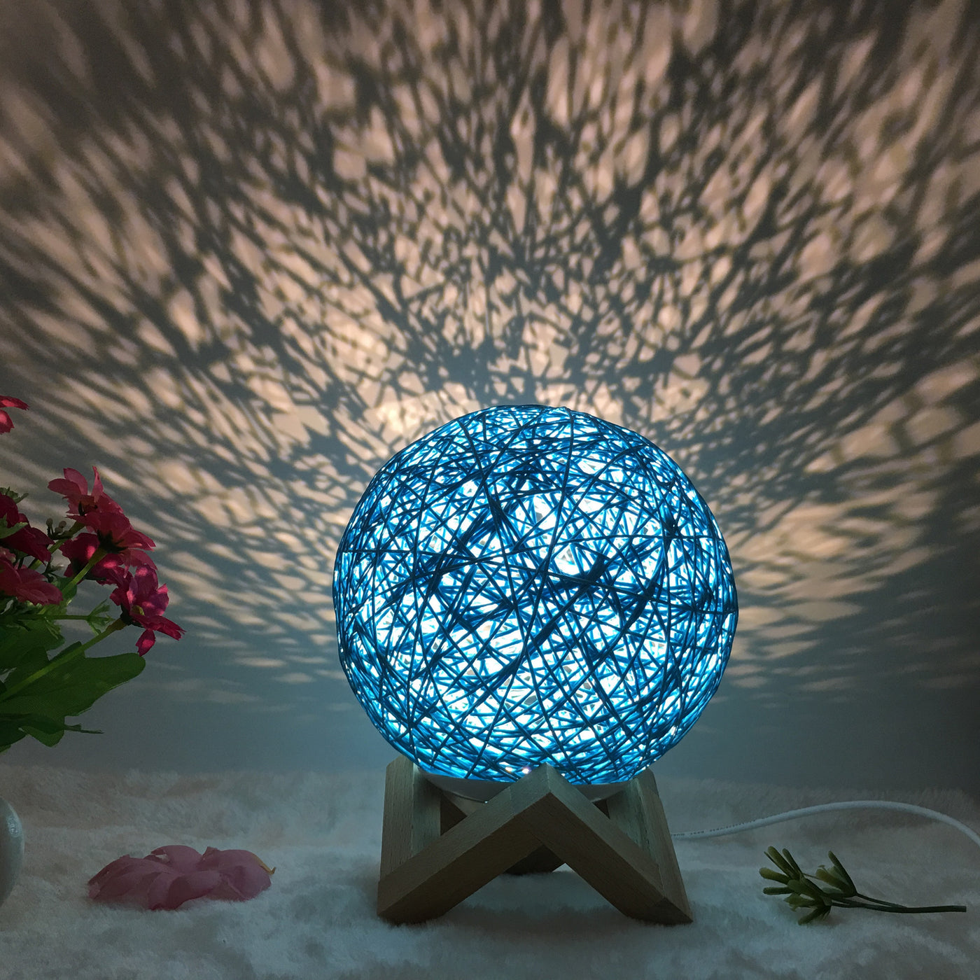 Creative Linen Table Lamp Novel and Unique LED Intelligent USB7 Color RGB16 Color Remote Control Rattan Ball Lamp