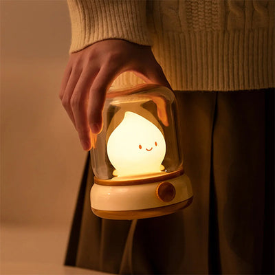 Retro Small Night Lamp Bedroom Mini Desktop LED Cute Night Lamp Creative USB Rechargeable Portable Cartoon Table Lamp For Coffee Bar Hotel Bedroom