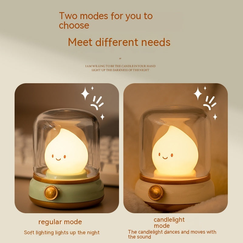 Retro Small Night Lamp Bedroom Mini Desktop LED Cute Night Lamp Creative USB Rechargeable Portable Cartoon Table Lamp For Coffee Bar Hotel Bedroom