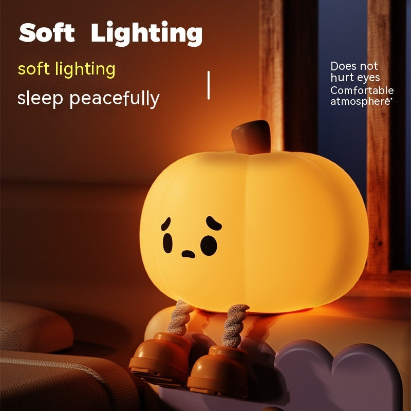 Pumpkin Night Light Cute Soft Silicone Lamp Touch  Dimmable Rechargeable Bedside Decor Light