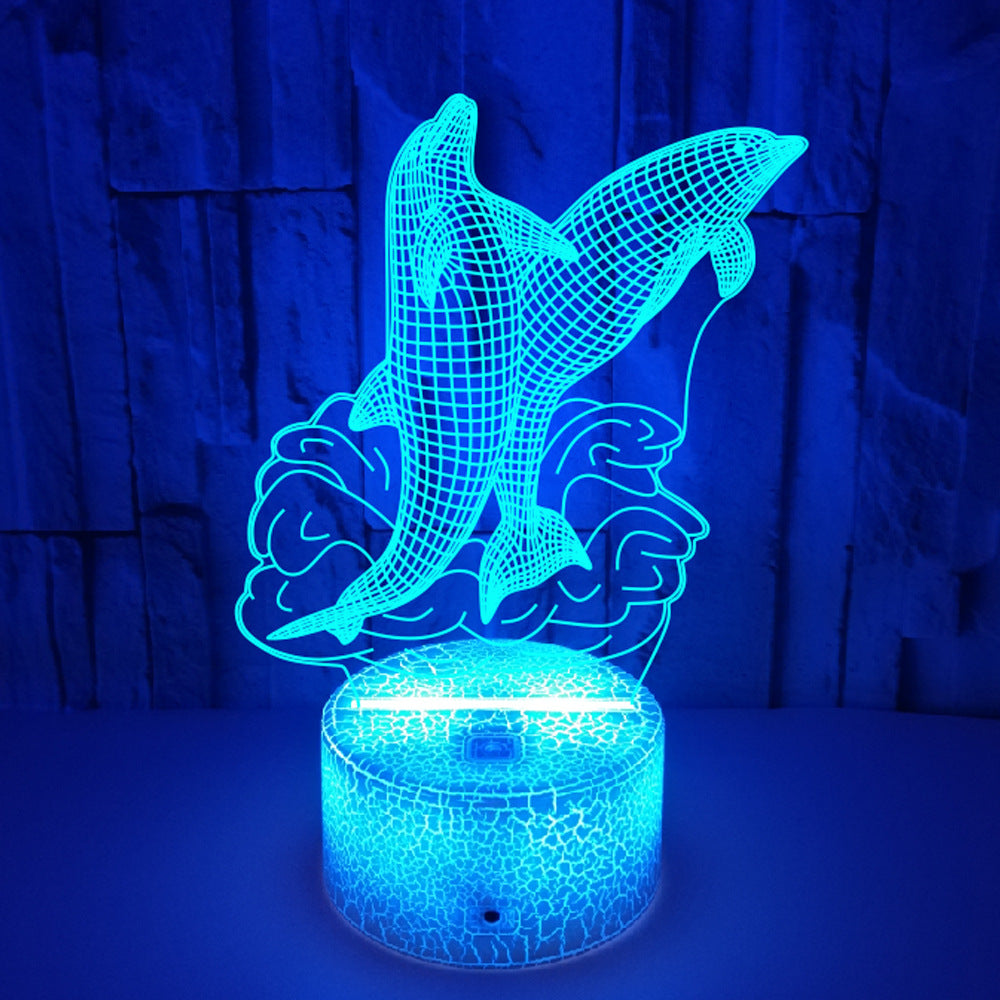 Dolphin Colorful 3D LED Touch Small Night Lamp